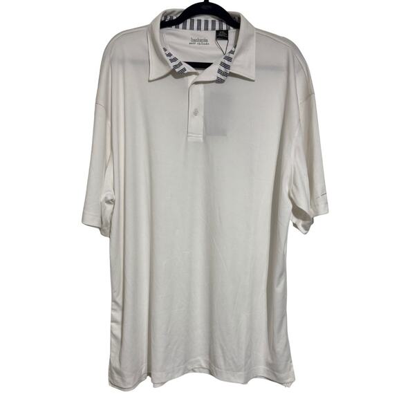 BACKSPIN GOLF THREADS Mens White Navy Knit Stretch Polo Performance NWT 2XL XXL - Picture 1 of 5